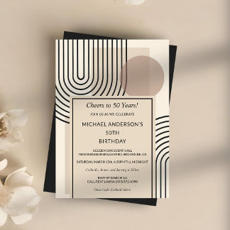 Retro Skandinavier Geometrie Linie Art Geburtstag Einladung