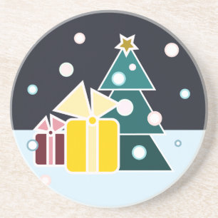 Retro skandinavische Weihnachtsbaum-Geschenke Kuns Sandstein Untersetzer