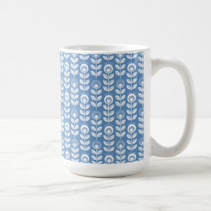 Retro skandinavisches blaues Muster Kaffeetasse
