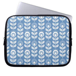 Retro skandinavisches blaues Muster Laptopschutzhülle