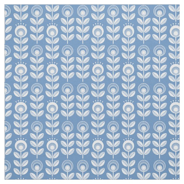 Retro skandinavisches blaues Muster Stoff (Muster)