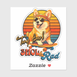 Retro Skate Corgi – Tony Bark™ – Smol & Rad  Aufkleber