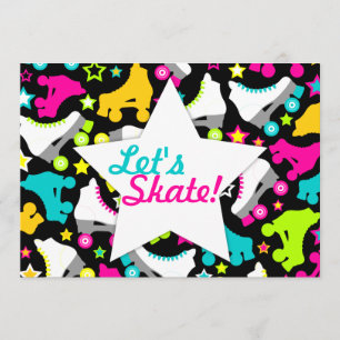 Retro Skate-Einladung "ließ uns Skate! " Einladung