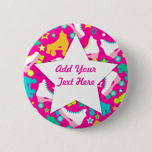 Retro Skate-heißes Rosa-kundenspezifischer Button