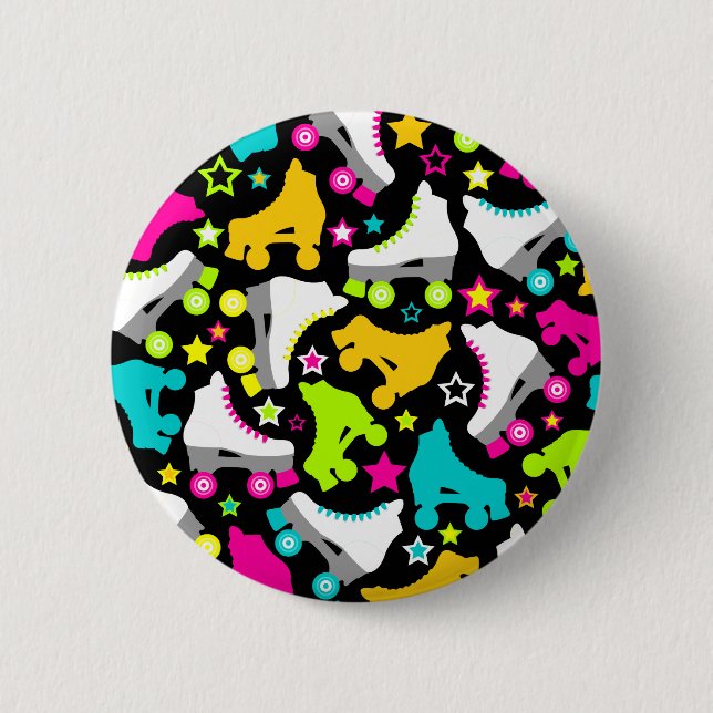 Retro Skate (Schwarzes) Button (Vorderseite)