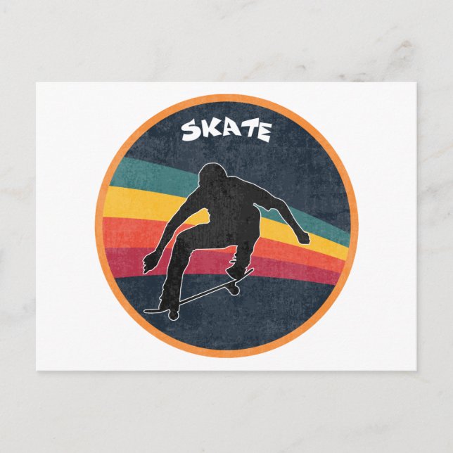 Retro Skate Skater 80er Skateboarder Skateboarden Postkarte (Vorderseite)