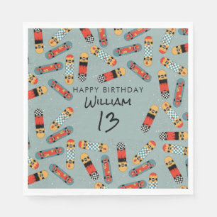 Retro Skateboard Blaues Cooles Skateboard Geburtst Serviette