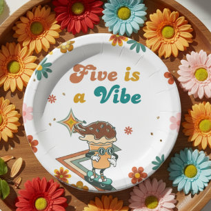 Retro Skateboard FIVE ist ein Vibe 5. Geburtstag Pappteller