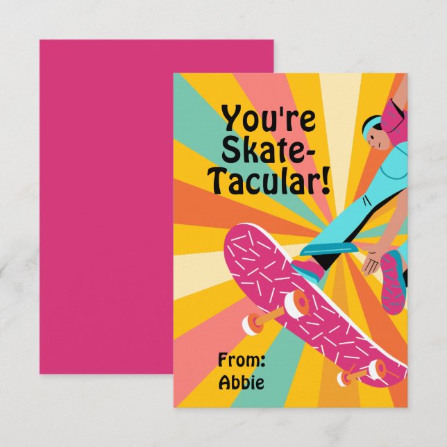 Retro-Skateboard-Valentinsgruß Einladung (Vorne/Hinten)