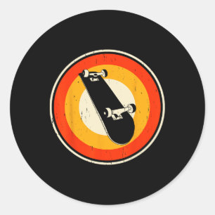 Retro Skateboarding Silhouette Skateboarder Skateb Runder Aufkleber