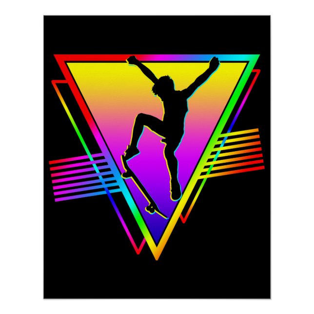 Retro-Skateboarding-Silhouette Skater Poster (Vorderseite)