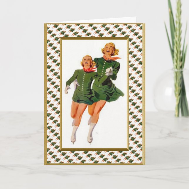 Retro Skater Feiertagskarte (Vorderseite)