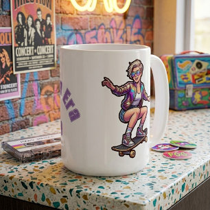 Retro Skater Mama Ära Benutzername Großer 15oz Kaf Kaffeetasse