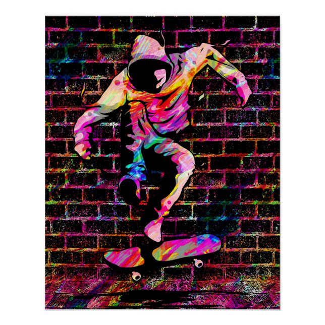 Retro-Skater - Skateboard - Vintages Skateboard Poster (Vorderseite)