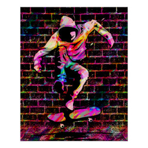Retro Skater - Skateboarder - Vintage Skateboard Poster