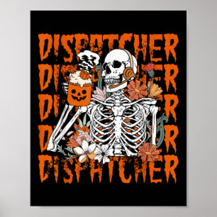 Retro Skeleton 911 Dispatcher Halloween, was Ihr Poster