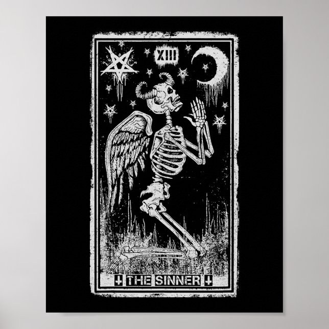 Retro Skeleton Knett Sinner Tarot Card Wicc Poster (Vorne)