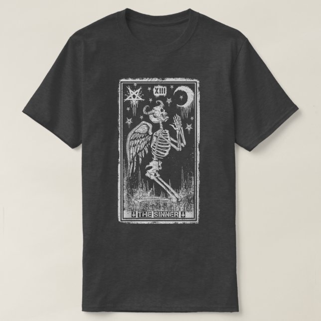 Retro Skeleton Knett Sinner Tarot Card Wicc T-Shirt (Design vorne)