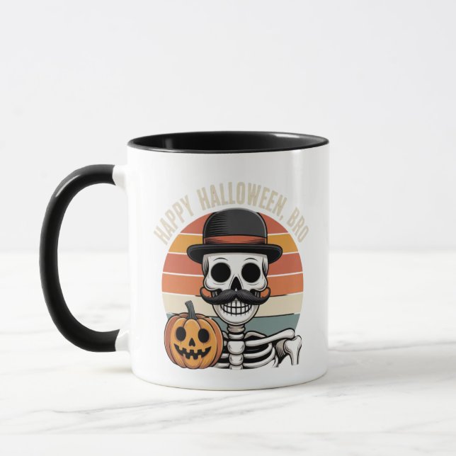 Retro Skeleton Pumpkin Tasse (Links)