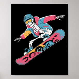 Retro Skeleton Snowboarden für Extreme Sports Lov Poster