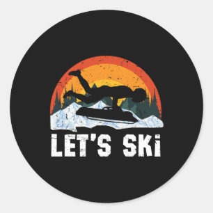 Retro Skeleton Wintersport Schlittelskelett Racing Runder Aufkleber