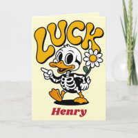 Retro-Skelett-Ente-Glück-Gänseblümchen-Vintage