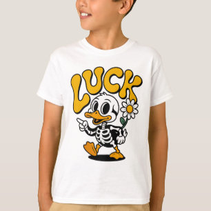 Retro-Skelett-Ente-Glück-Gänseblümchen-Vintage T-Shirt