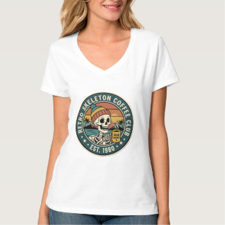 Retro-Skelett-Kaffeeclub-Vintage-Grafik-T-Shirt T-Shirt