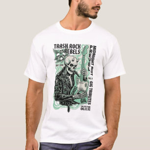 Retro-Skelett-Rocker Vintage-Trash-Rock T-Shirt