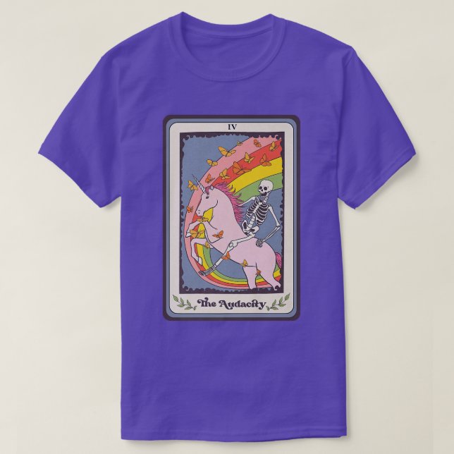 Retro Skelettfahrten Unicorn Tarot Audacity Ca T-Shirt (Design vorne)