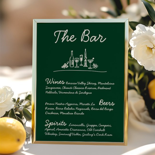 Retro Sketch handGezeichnet Bar Wedding Tabletop-Z Einladung (Retro Sketch Hand-Drawn Bar Wedding Tabletop Sign Invitation)