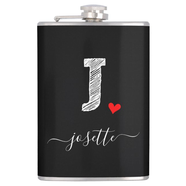 Retro Sketch Monogram J, Flask Flachmann (Vorderseite)