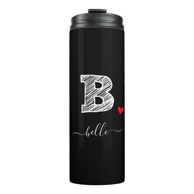 Retro Sketch Monogram Letter B, Thermal Tumbler Thermosbecher (Vorderseite)