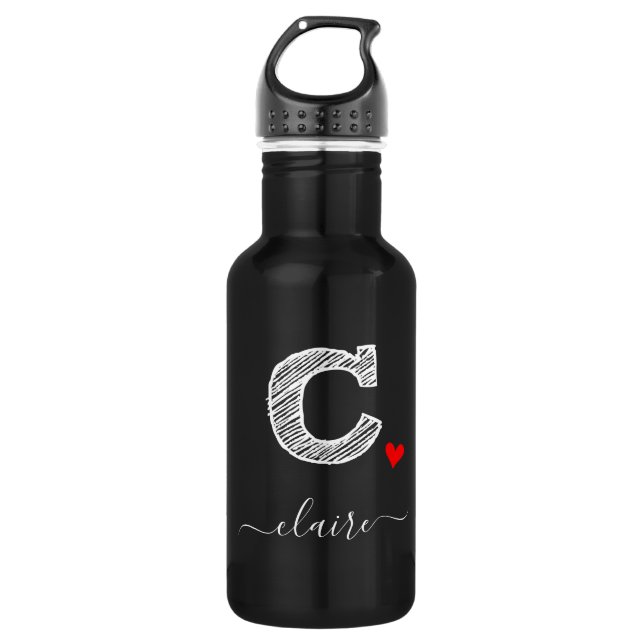 Retro Sketch Monogram Letter C, Water Flasche Edelstahlflasche (Vorderseite)