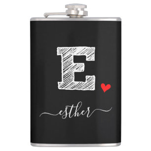 Retro Sketch Monogram Letter E, Flask Flachmann