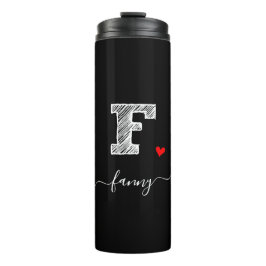 Retro Sketch Monogram Letter F, Thermal Tumbler Thermosbecher
