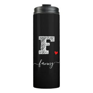 Retro Sketch Monogram Letter F, Thermal Tumbler Thermosbecher