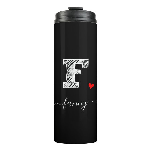 Retro Sketch Monogram Letter F, Thermal Tumbler Thermosbecher (Vorderseite)