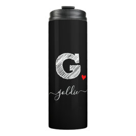 Retro Sketch Monogram Letter G, Thermal Tumbler Thermosbecher