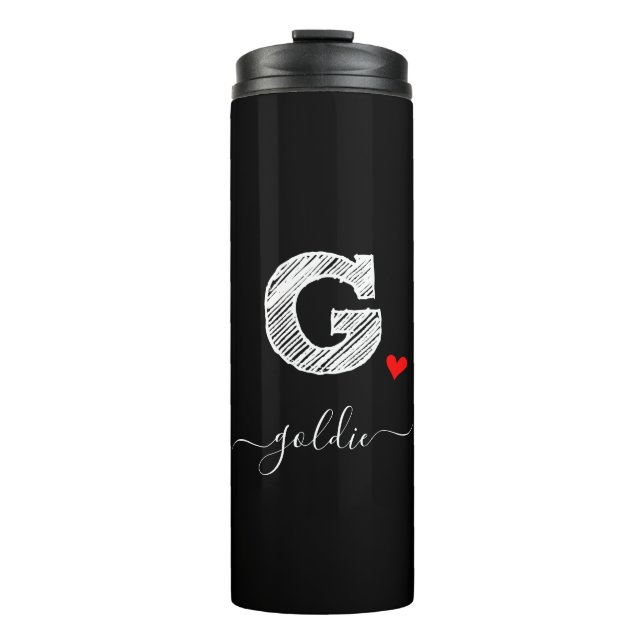 Retro Sketch Monogram Letter G, Thermal Tumbler Thermosbecher (Vorderseite)