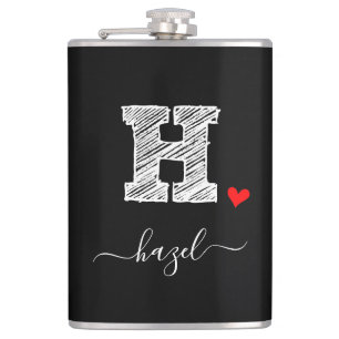 Retro Sketch Monogram Letter H, Flask Flachmann