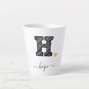 Retro Sketch Monogram Letter H, Latte Tasse