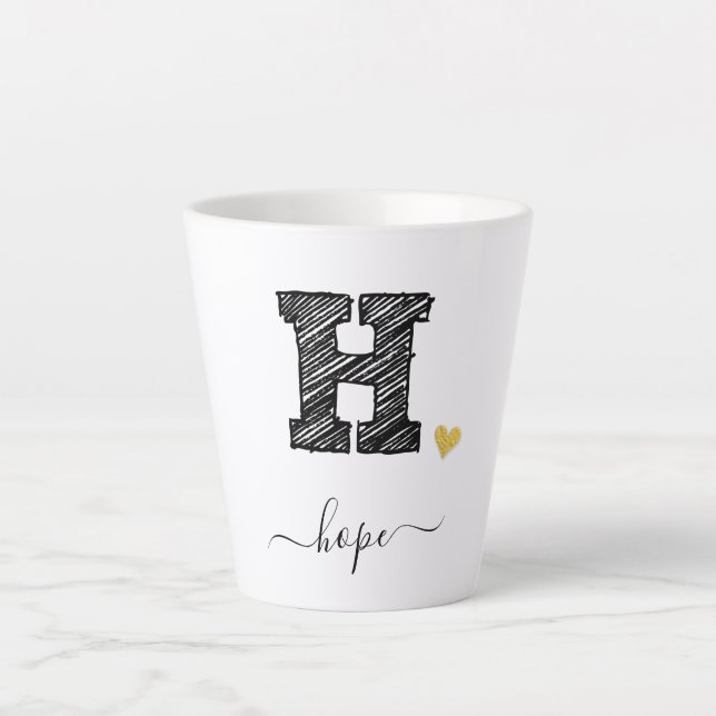 Retro Sketch Monogram Letter H, Latte Tasse (Vorderseite)