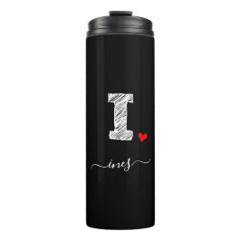 Retro Sketch Monogram Letter I, Thermal Tumbler Thermosbecher