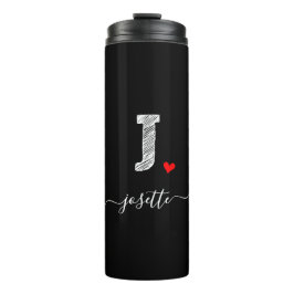 Retro Sketch Monogram Letter J, Thermal Tumbler Thermosbecher