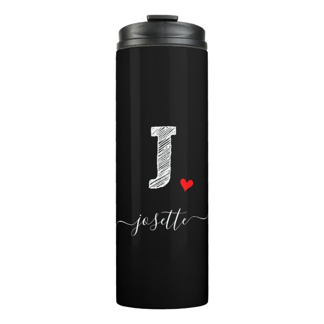 Retro Sketch Monogram Letter J, Thermal Tumbler Thermosbecher (Vorderseite)