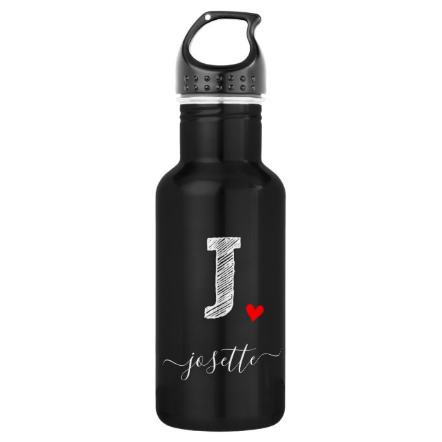 Retro Sketch Monogram Letter J, Water Flasche Edelstahlflasche (Vorderseite)