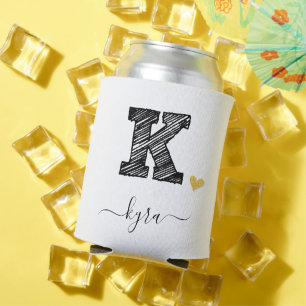 Retro Sketch Monogram Letter K, Can Cooler Dosenkühler