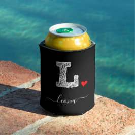 Retro Sketch Monogram Letter L, Can Cooler Dosenkühler