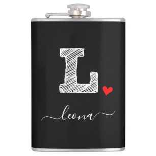 Retro Sketch Monogram Letter L, Flask Flachmann